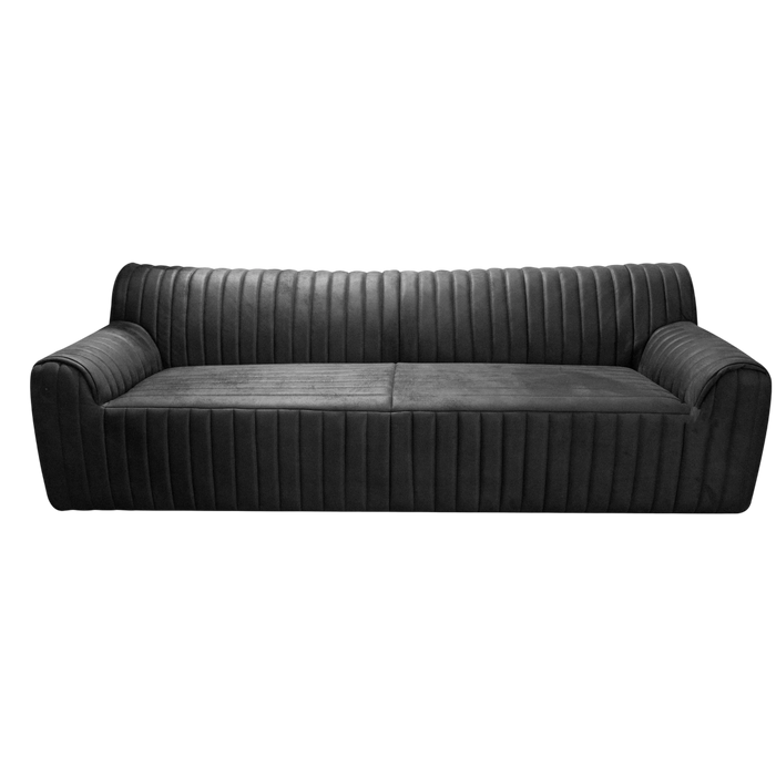 3-Sitzer Sofa Hudson aus schwarzem Stoff – markante Steppung – B 245 cm – urban & modern