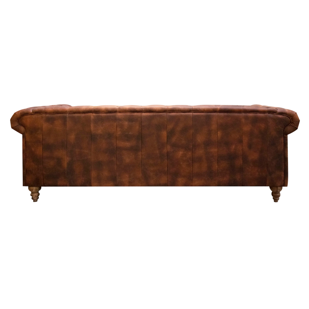 3-Sitzer Chesterfield Sofa aus Echtleder – dark brown – B 216 cm – klassisch & edel
