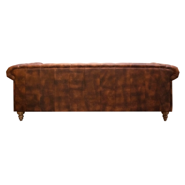 3-Sitzer Chesterfield Sofa aus Echtleder – dark brown – B 216 cm – klassisch & edel