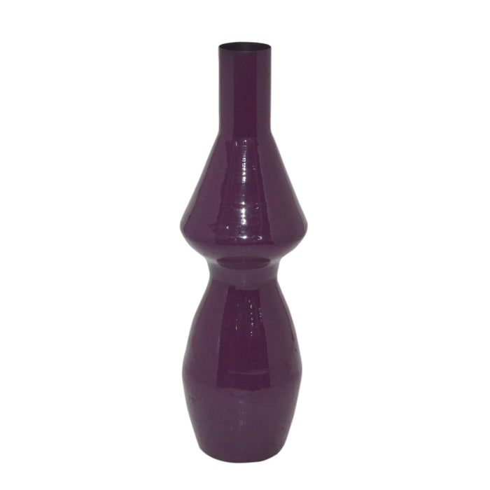 Hohe Vase – dunkelviolett mit glänzender Emaille – 20x20x60 cm – zeitloses Design