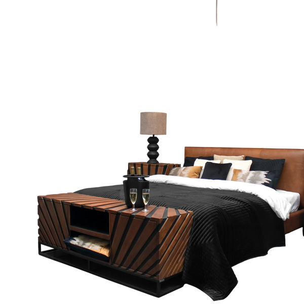 Tagesdecke aus Samt in Schwarz – gesteppte Bögen – 280×260 cm – modern & edel