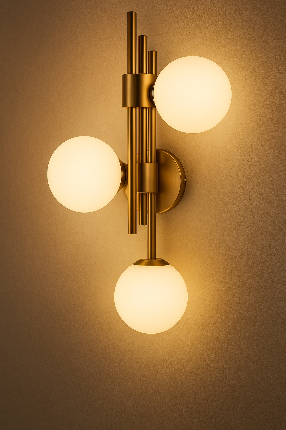 Wandleuchte aus robustem Messing – weiße Glaskelche – 49 x 16 x 26 cm – inkl. G9 LED – elegantes Design