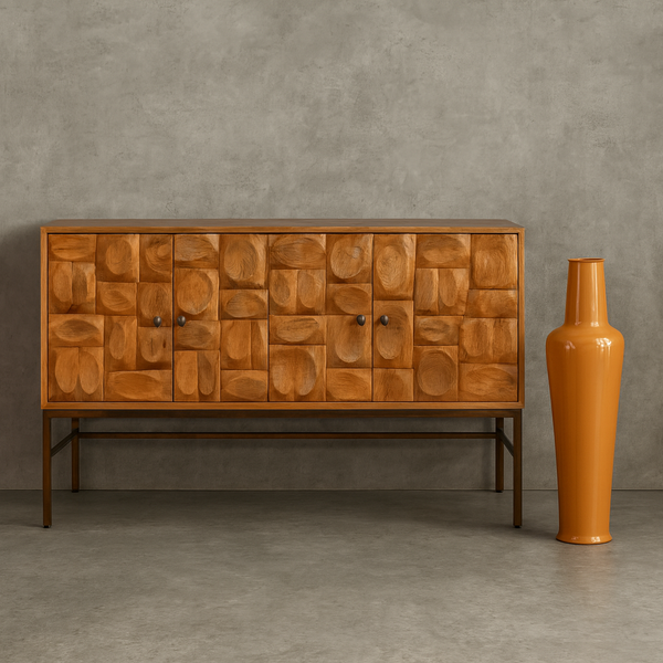 Sideboard aus Mangoholz in Braun – markante Front – 147x42x87 cm – Kolonialstil