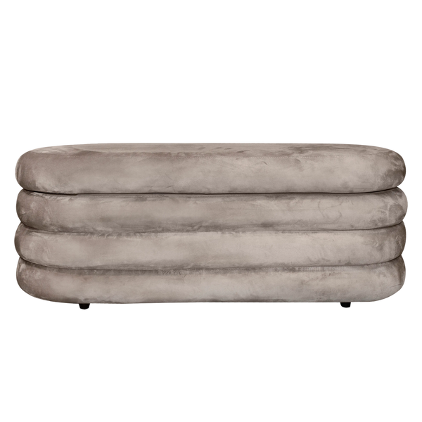 Hocker mit Stauraum aus Samt in Grau – 114x45x44 cm – modern & praktisch