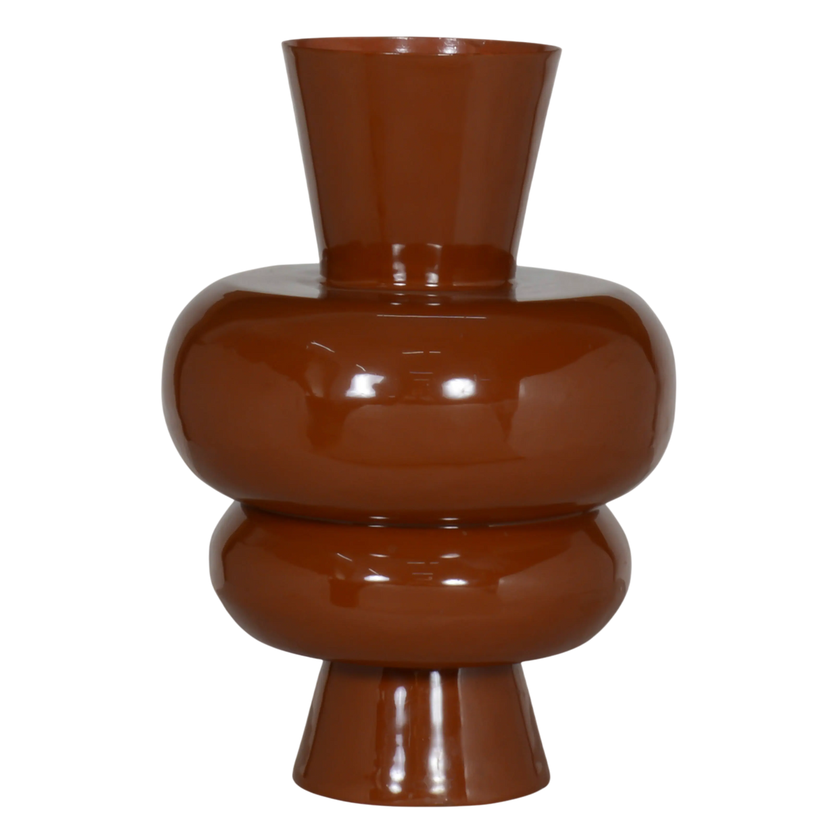 Vase aus braunem Eisen mit Emaille-Beschichtung – 24x24x41 cm – stilvoll matt