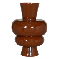 Vase aus braunem Eisen mit Emaille-Beschichtung – 24x24x41 cm – stilvoll matt