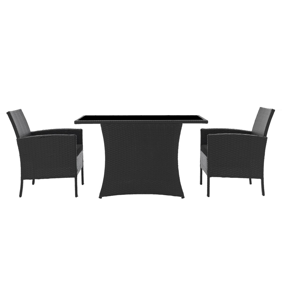 Lounge-Set Riviera Noir – Polyrattan mit Glasplatte, Eleganz für Außenbereiche