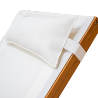Outdoor Einzelliege – weiße Textil-Liegefläche & Holz – 198×57×90 cm – wetterfest