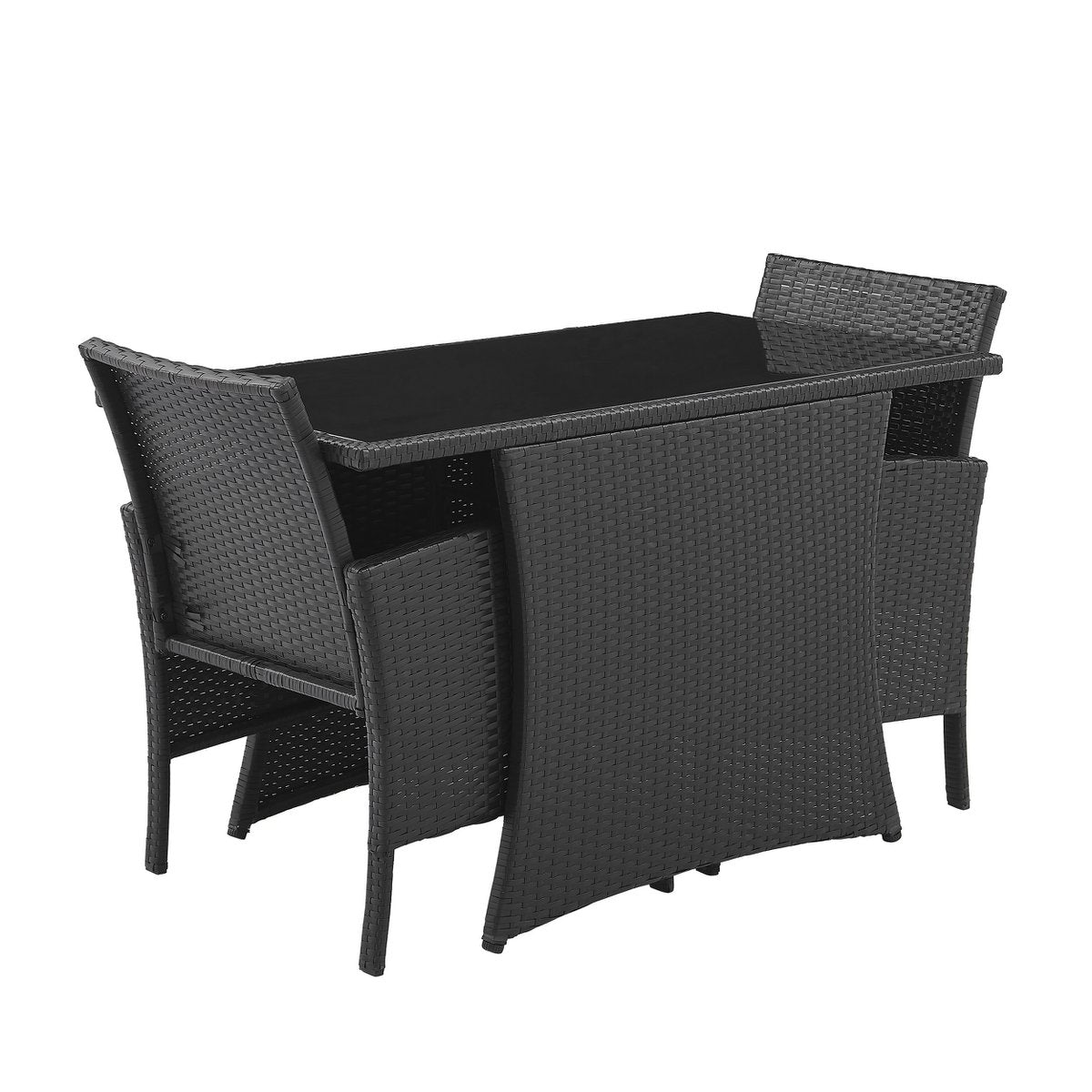Lounge-Set Riviera Noir – Polyrattan mit Glasplatte, Eleganz für Außenbereiche