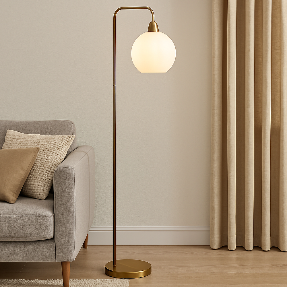 Stehleuchte aus Messing in Weißgold – satinierte Oberfläche – H 160 cm – modernes Design