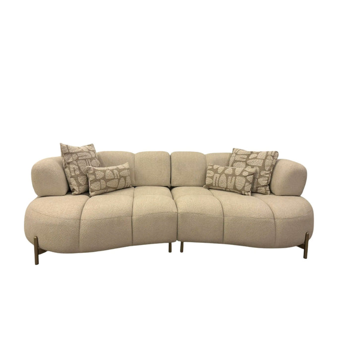 3-Sitzer Sofa in Beige aus Bouclé-Stoff – organische Form – 240×115×80 cm – Retro-Design