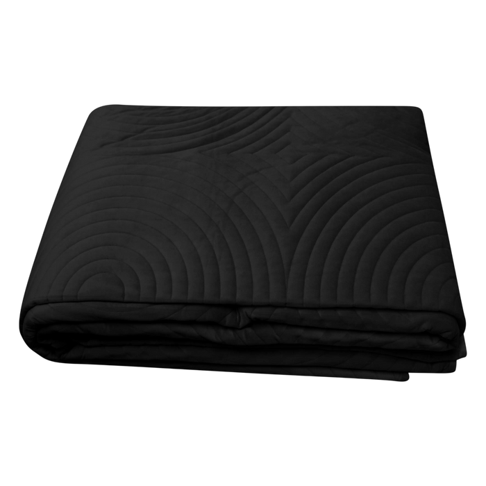 Tagesdecke aus Samt in Schwarz – gesteppte Bögen – 280×260 cm – modern & edel
