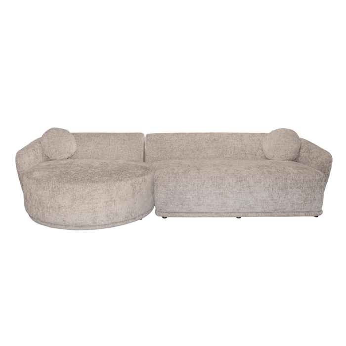 Sofa POTTS in Beige aus Stoff – 315x135x71 cm – organische Form – modernes Design