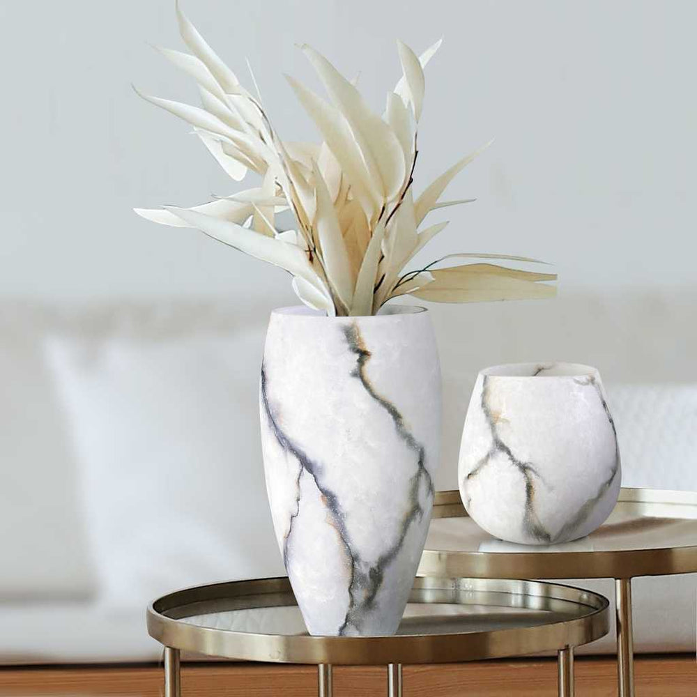 Vase Ice — mattes Glas Marmor 38 cm
