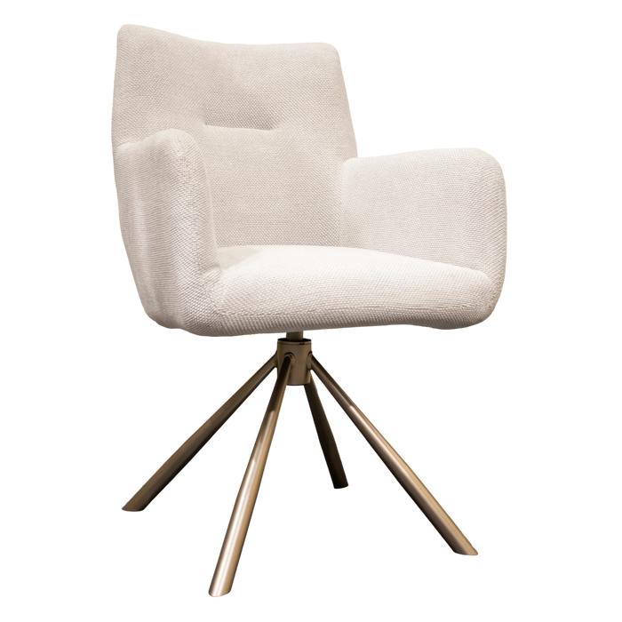 Polsterstuhl in Creme – Stoffbezug & Champagner-Gestell – 60x68x90 cm – modernes Design