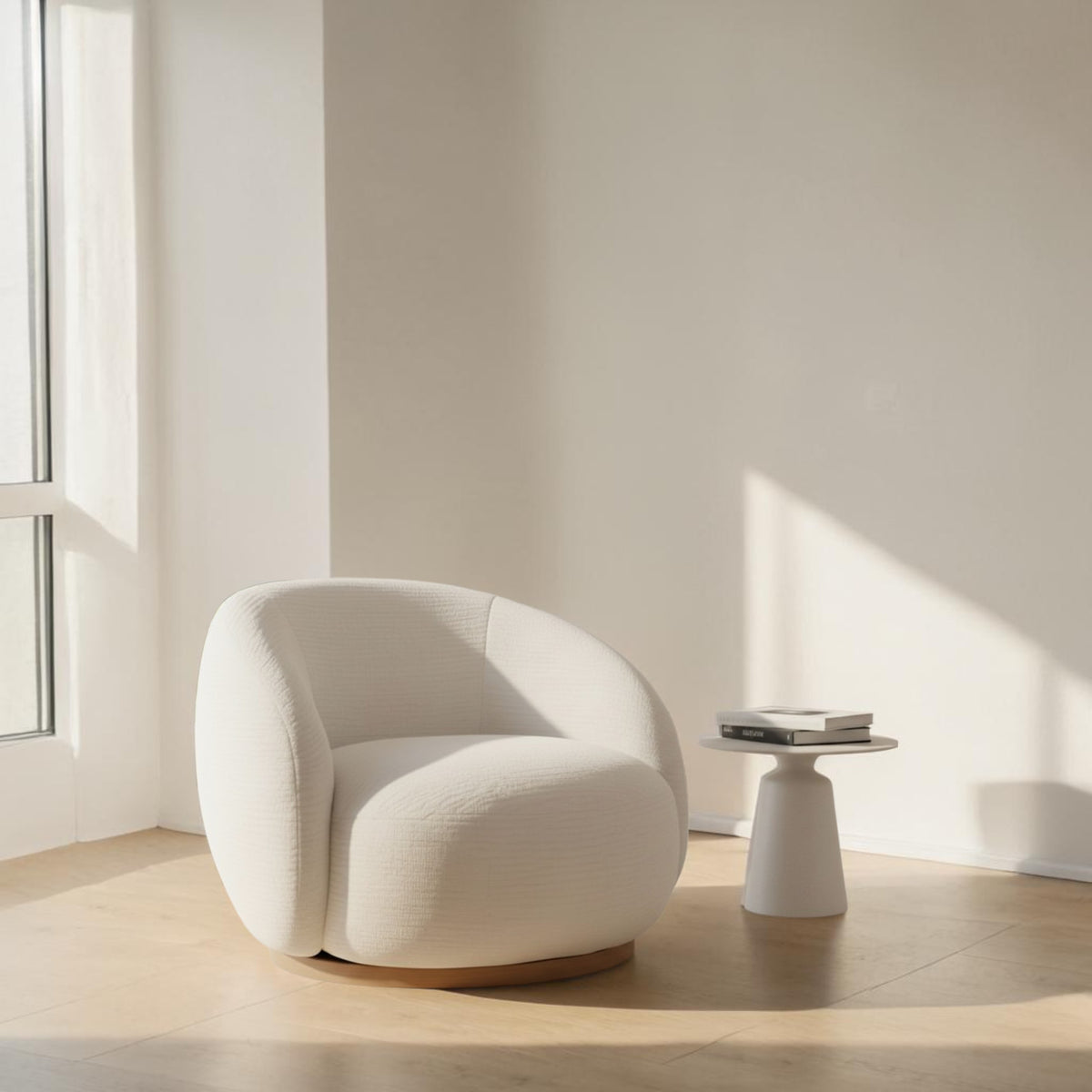 Vivienne Drehsessel Cream — Bouclé Strukturstoff