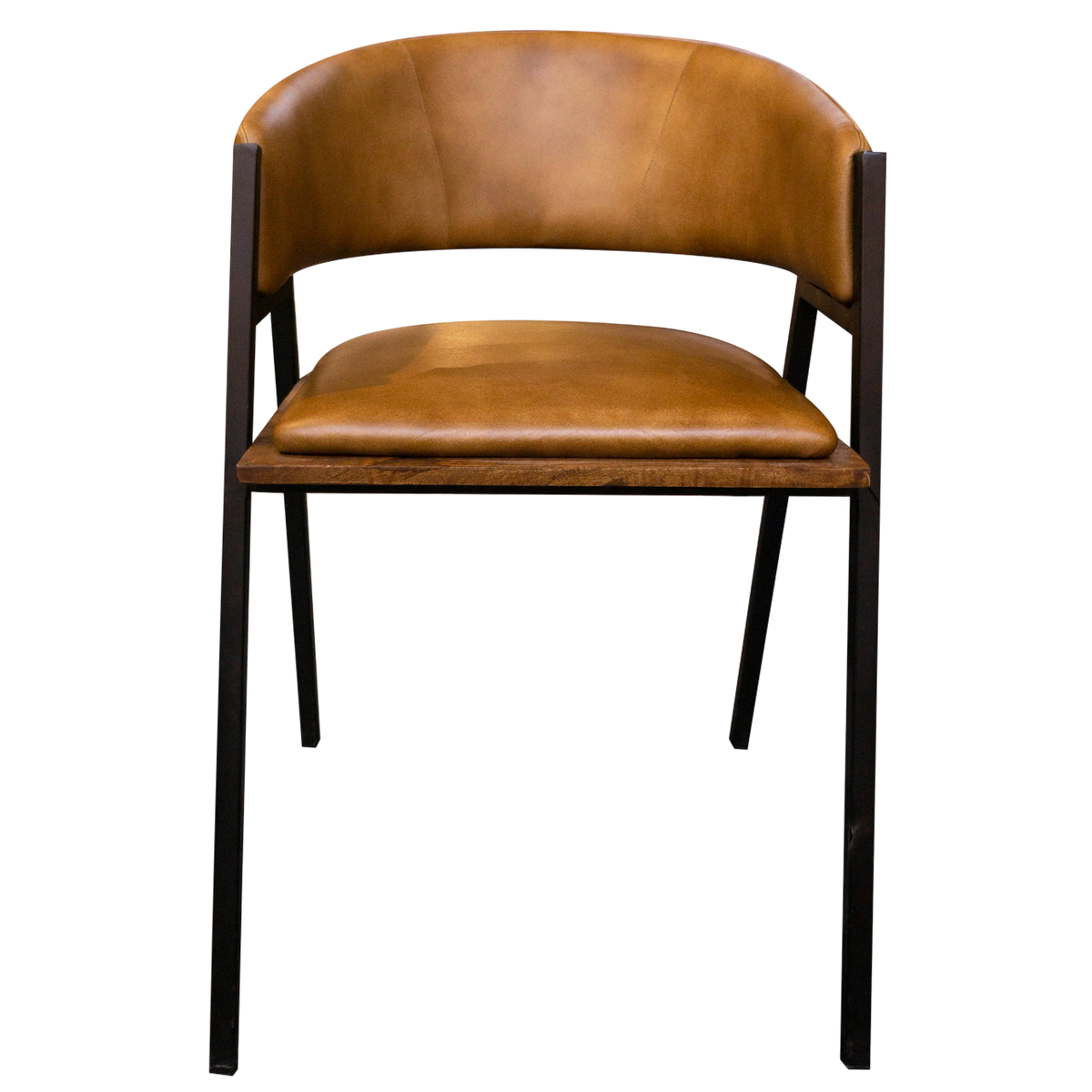 Esszimmerstuhl aus Leder – Cognacbraun – B 52 cm – Minimalistisch & elegant im Industrial-Stil