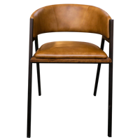 Esszimmerstuhl aus Leder – Cognacbraun – B 52 cm – Minimalistisch & elegant im Industrial-Stil