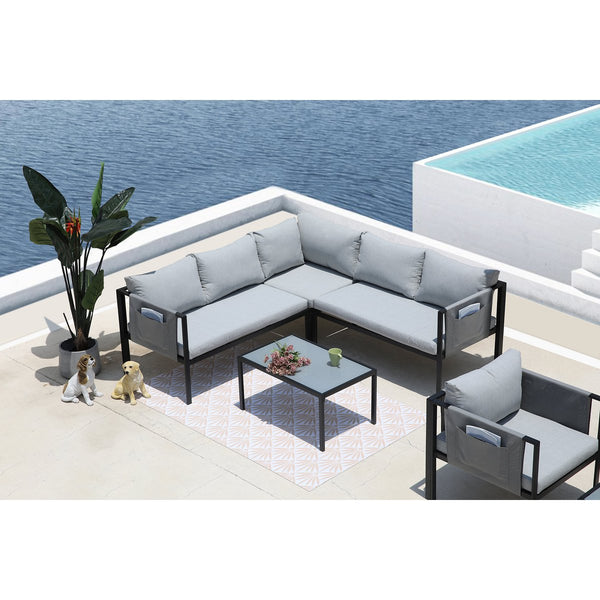 Lounge-Set Urban Comfort – Modernes Ecksofa mit Couchtisch für stilvolle Outdoor-Momente