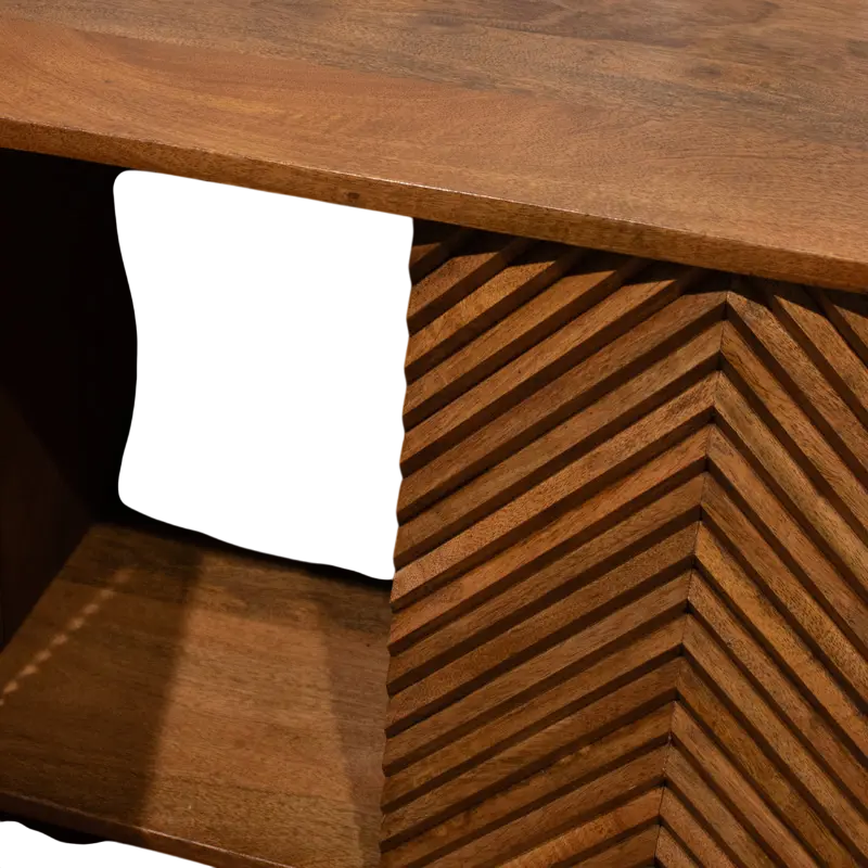 Holzschrank mit Chevron-Muster aus Mangoholz – braun – 90x40x115 cm – Retro-Design