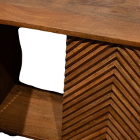 Holzschrank mit Chevron-Muster aus Mangoholz – braun – 90x40x115 cm – Retro-Design