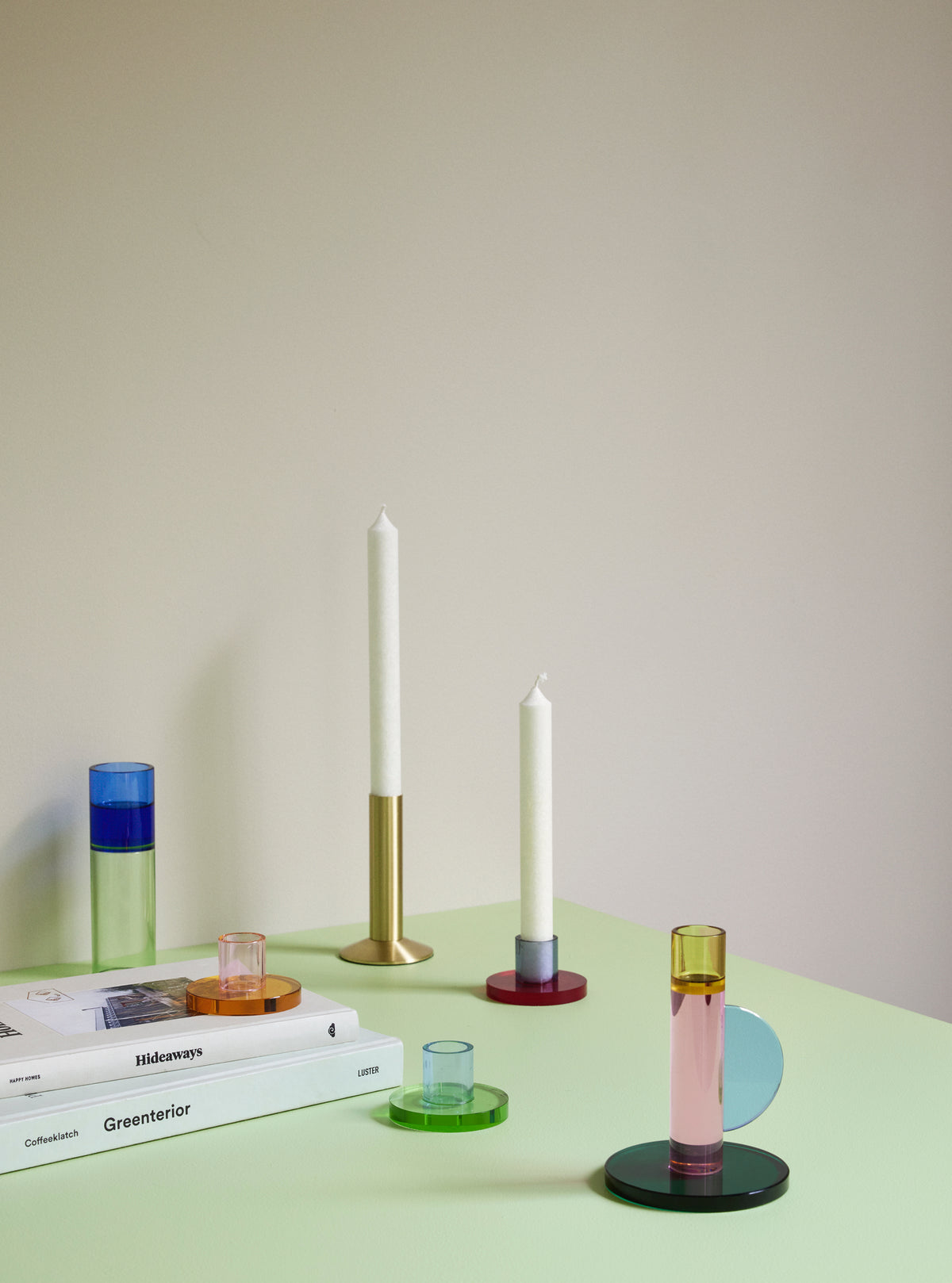 Vase & Teelichthalter Kristallglas — Blau-Grün