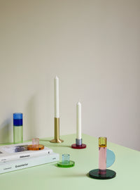 Vase & Teelichthalter Kristallglas — Blau-Grün