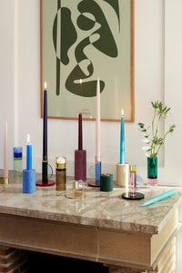 Vase & Teelichthalter Kristallglas — Braun-Gelb