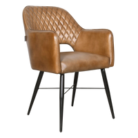 Esszimmerstuhl aus Echtleder – braun & schwarz – 56×63×84 cm – Industrial Design