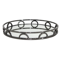 Spiegeltablett rund – Edelstahl in Schwarz – Ø 38 cm – Modernes Design