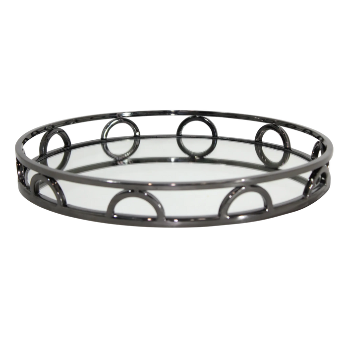 Spiegeltablett rund – Edelstahl in Schwarz – Ø 38 cm – Modernes Design