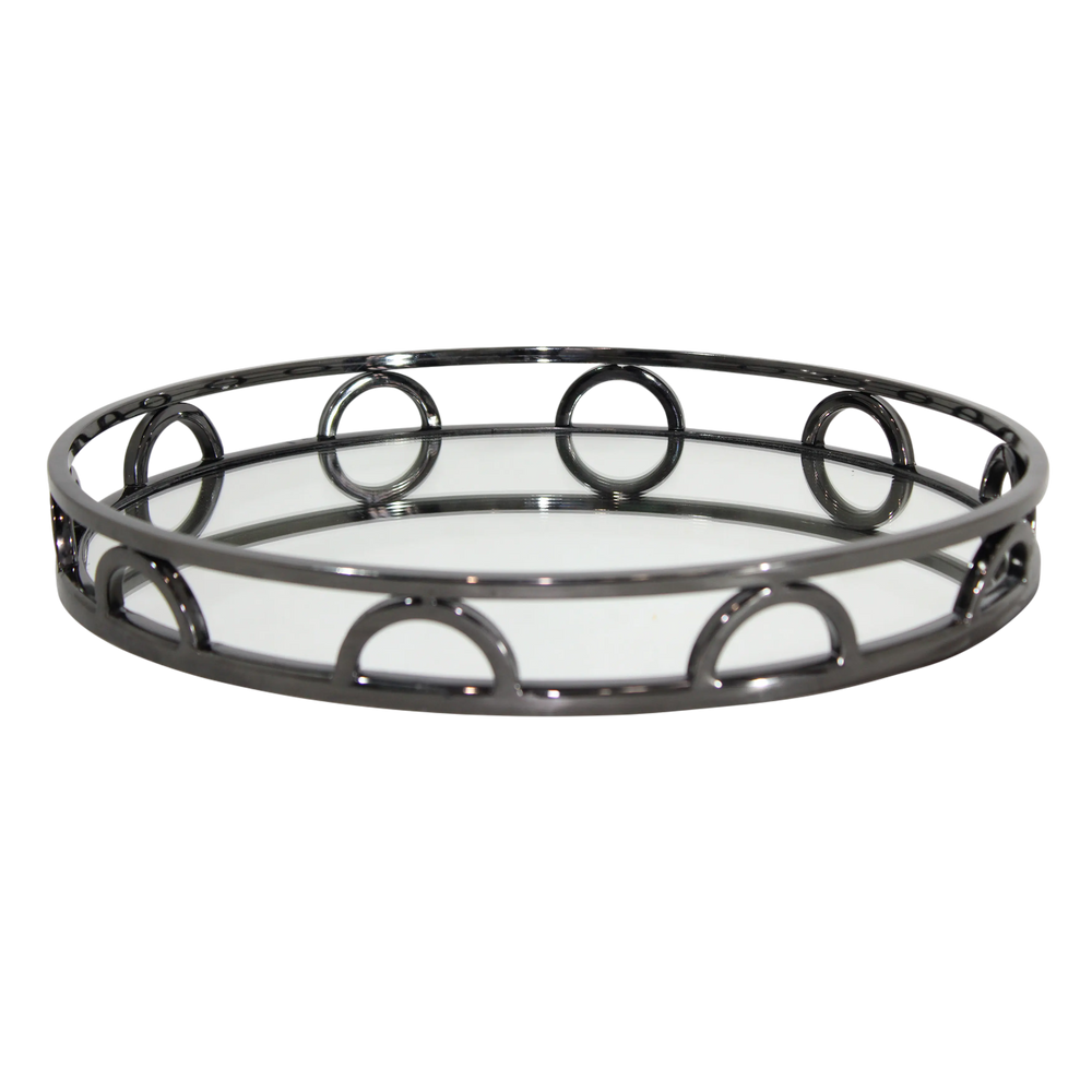 Spiegeltablett rund – Edelstahl in Schwarz – Ø 38 cm – Modernes Design