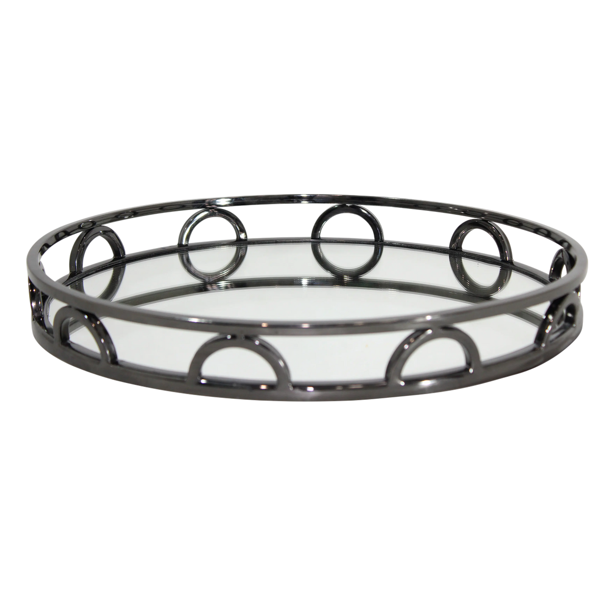 Spiegeltablett rund – Edelstahl in Schwarz – Ø 38 cm – Modernes Design
