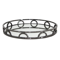 Spiegeltablett rund – Edelstahl in Schwarz – Ø 38 cm – Modernes Design