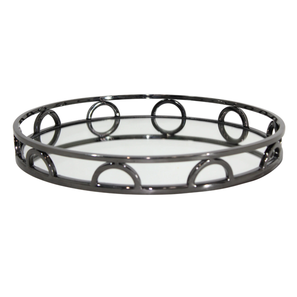 Spiegeltablett rund – Edelstahl in Schwarz – Ø 38 cm – Modernes Design