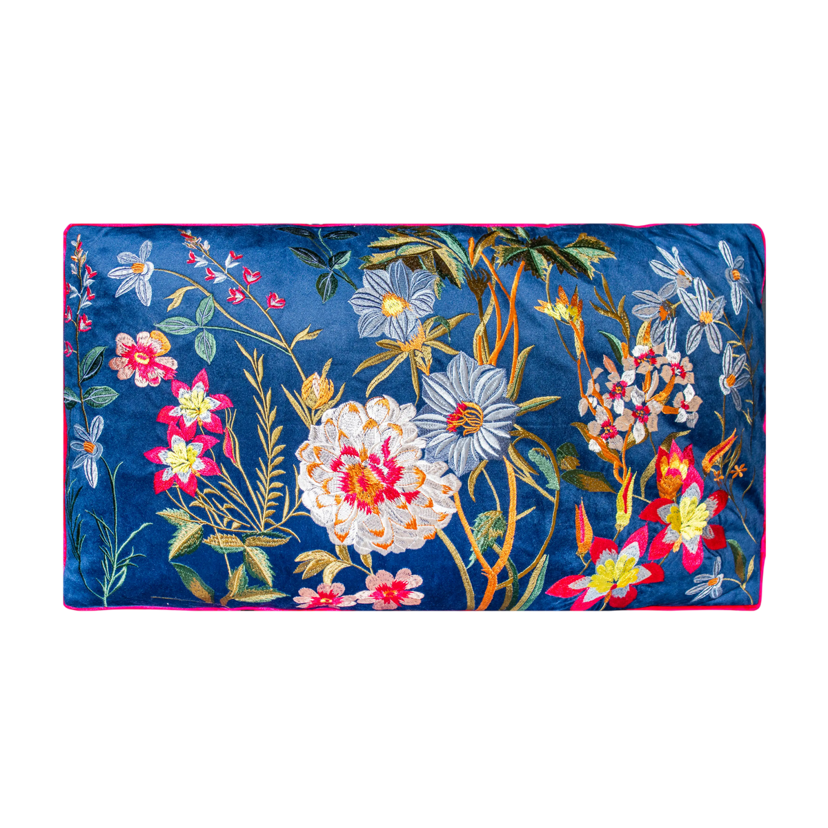 Kissen Blumenmuster / Blau 60 x 35