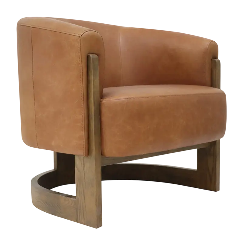 Leder-Sessel mit Holzgestell – Dunkelbraun – 76 x 78 cm – modern & zeitlos