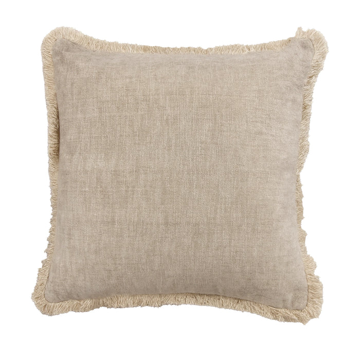 Bouclé Kissen mit Fransen — Beige — 50x50 cm — handgewebt