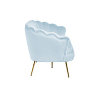 Muschelsofa 3-Sitzer aus hellgrauem Samt mit Goldgestell – 180×76×78 cm