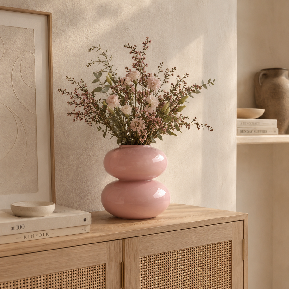 Vase Buhle — Mellow Rose, glasiert, handgefertigt in Portugal