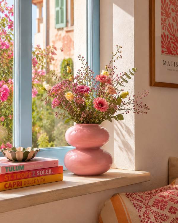 Vase Buhle — Mellow Rose, glasiert, handgefertigt in Portugal