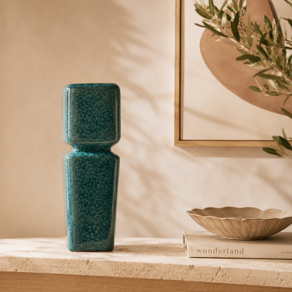 Vase Anders — Reactive Glaze Blau-Grün, handgefertigt in Portugal