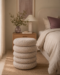 Pouf Cinco Tweed-Baumwolle — Multicolor, gestapelt