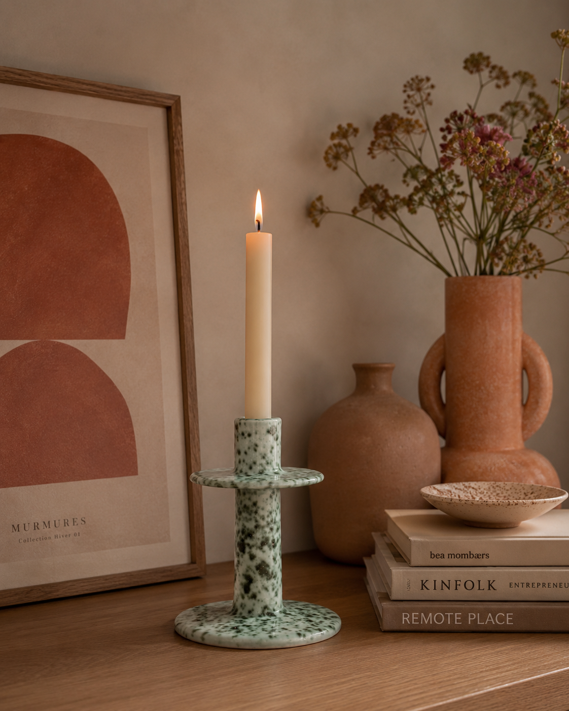 Kerzenhalter Aiden — Sea Foam mit Reactive Glaze
