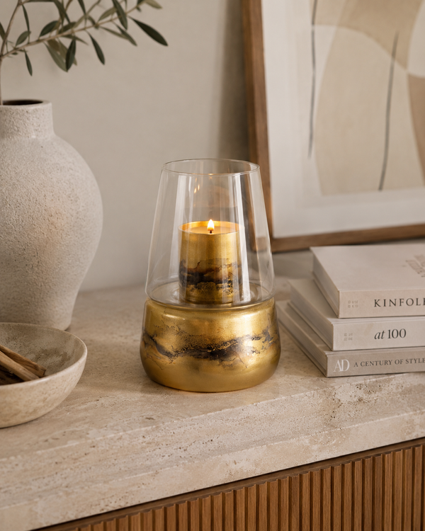 Duftlampe Gold — Glas Marmor