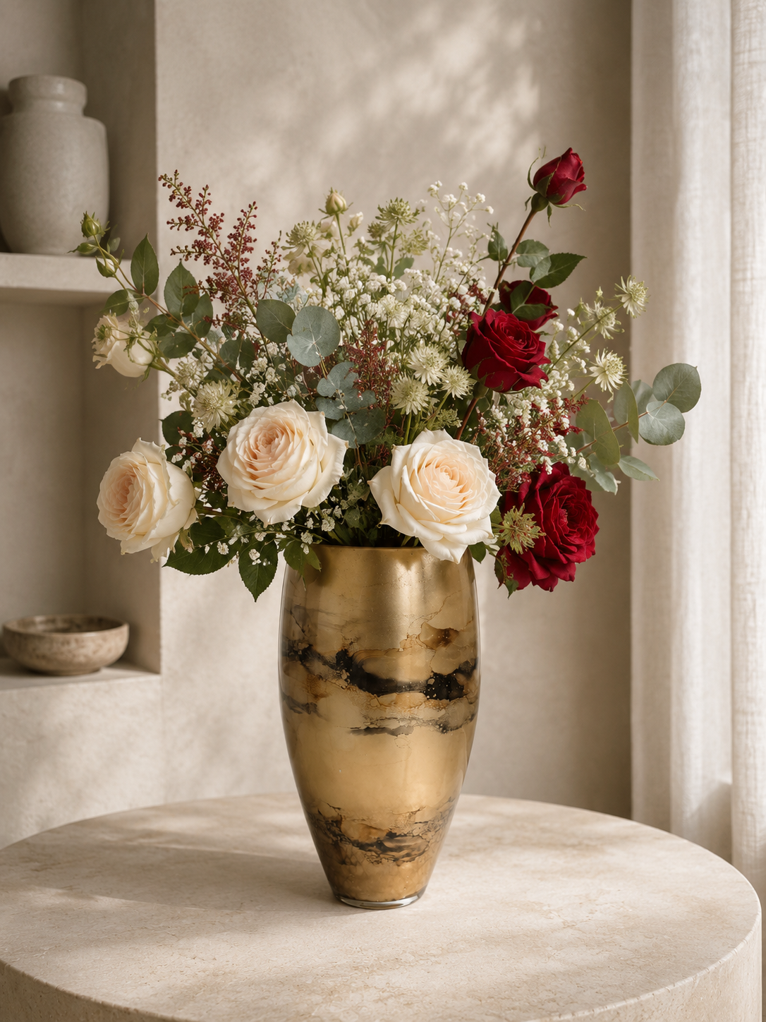 Vase Gold Marmor — Glas 38 cm
