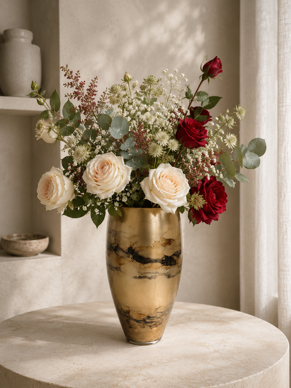 Vase Gold Marmor — Glas 38 cm