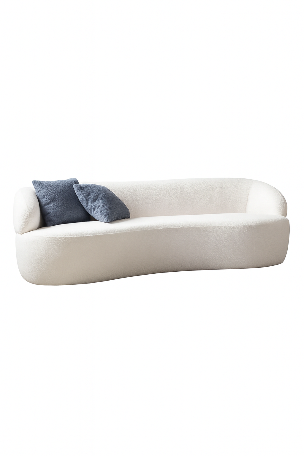 3-Sitzer Nierensofa aus Bouclé-Stoff – abgerundete Form – B 220 cm – modern weiß