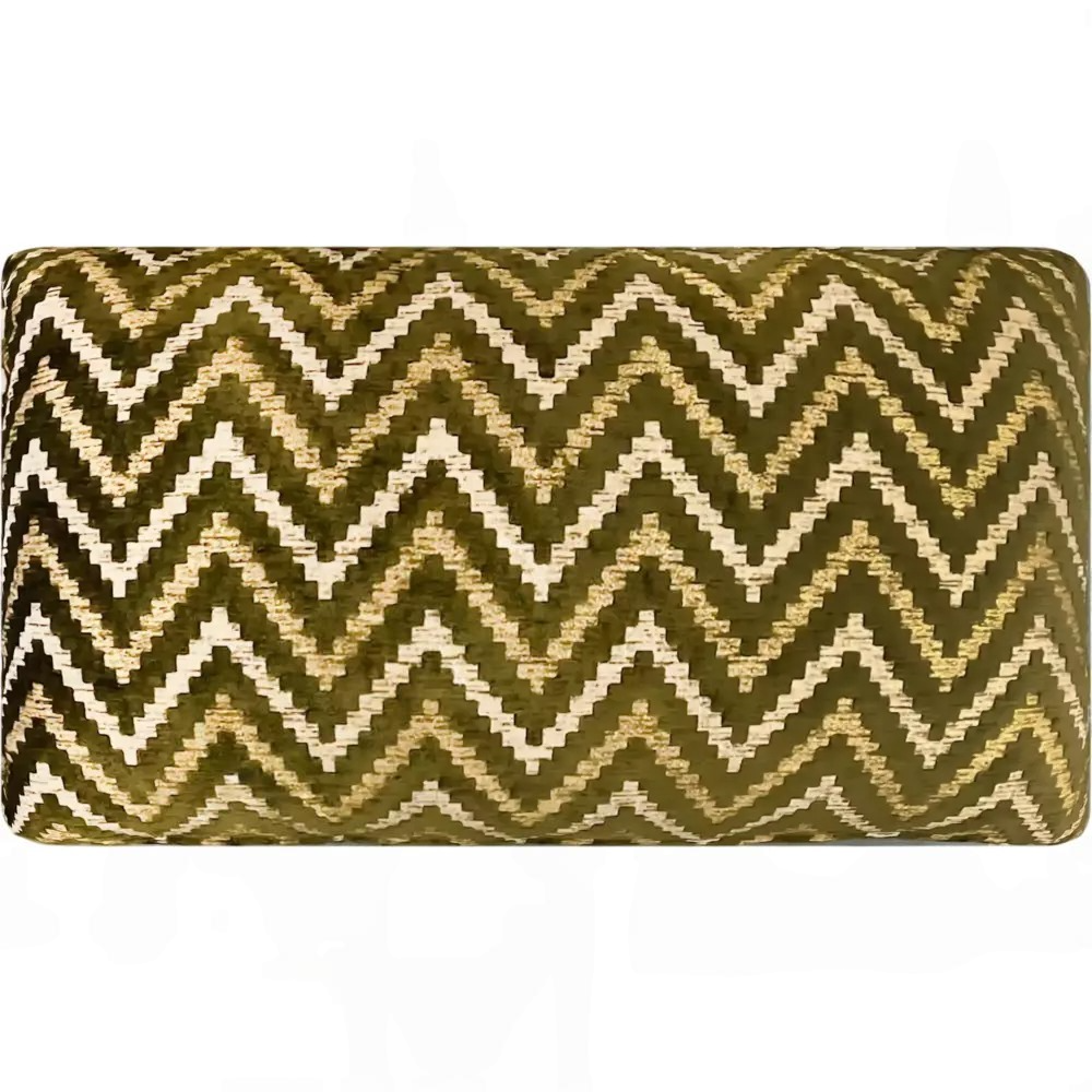 Zierkissen 50x30 cm – Zickzack-Design in Olive & Gold – mit Wendeoptik & Füllung – modern & elegant
