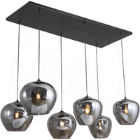 Pendelleuchte mit Rauchglaskelchen – 6-flammig – 120 cm Breite – modernes Design in Schwarz